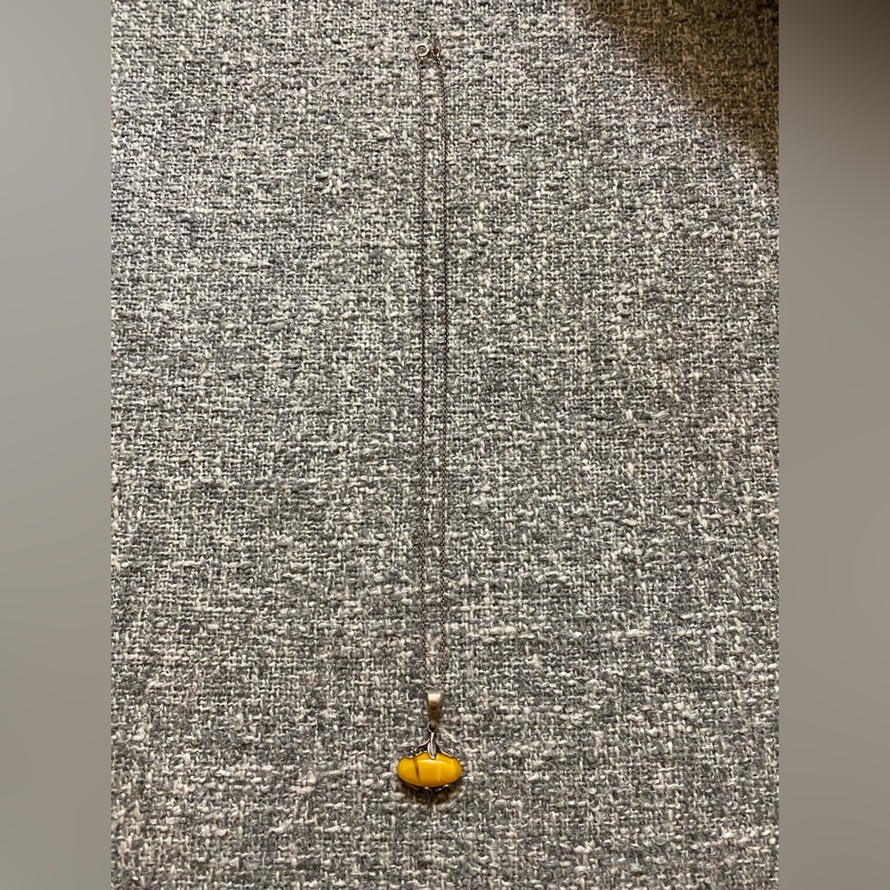 Amber Charm on Silver Chain